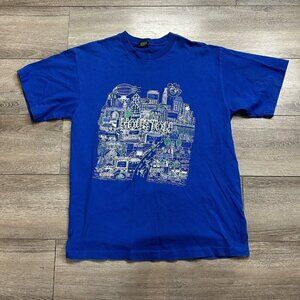 Vintage Houston City T-shirt Men's Size XL Made In USA Single Stitch Blue